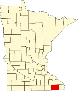 State map highlighting Fillmore County