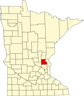 State map highlighting Isanti County