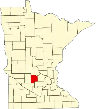 State map highlighting Meeker County