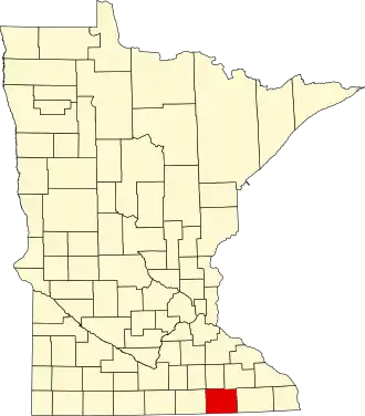 State map highlighting Mower County