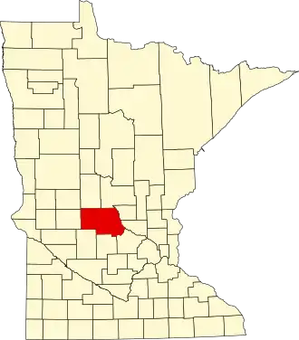 State map highlighting Stearns County