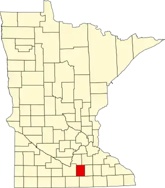 State map highlighting Waseca County
