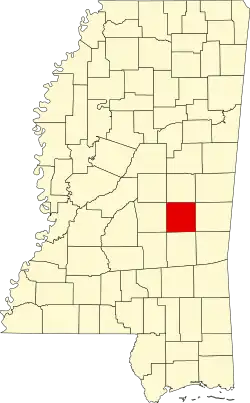 Map of Mississippi highlighting Newton County