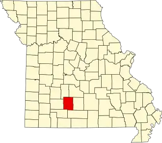 Map of Missouri highlighting Webster County