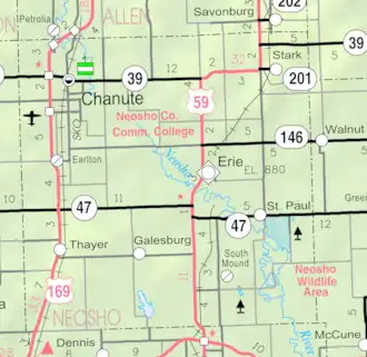 KDOT map of Neosho County (legend)