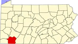Location of Fayette County in Pennsylvania
