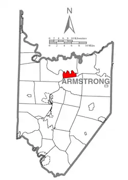 Map of Armstrong County, Pennsylvania, highlighting Pine Township
