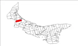 Map of Prince Edward Island highlighting Lot 13