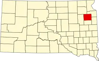 Map of South Dakota highlighting Codington County