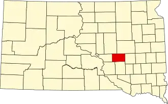 Map of South Dakota highlighting Jerauld County