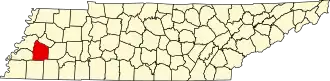 State map highlighting Haywood County