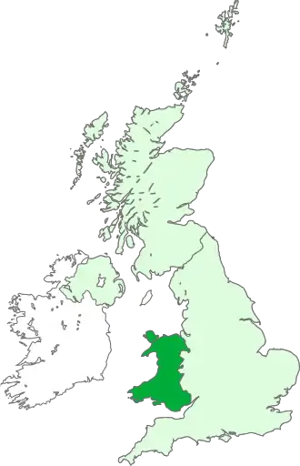 Map showing Wales