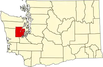 Map of Washington highlighting Mason County
