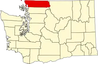 Map of Washington highlighting Whatcom County
