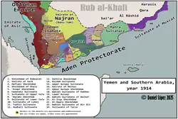 Image 21Map of Yemen and its environs on the eve of World War I (from History of Yemen)