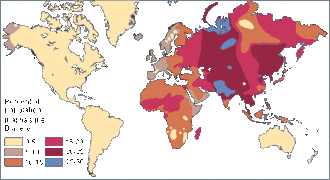 Map of allele IB among native populations