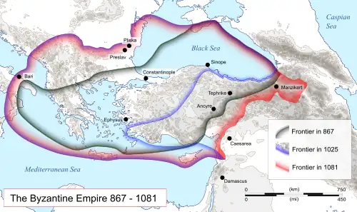map of the Byzantine Empire (9–11th centuries)