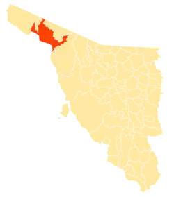 Location of the municipality in Sonora