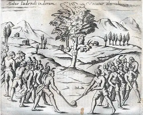 Native Mapuches playing palín, shown in Histórica Relación del Reino de Chile by Alonso de Ovalle, Rome, 1646