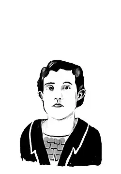 Black and white drawing of María Pérez Lacruz