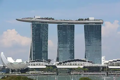 Image 18The Marina Bay Sands integrated resort. Opened in 2010, it has become a key feature of Singapore's modern skyline. (from History of Singapore)
