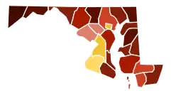 Image 8Map of counties in Maryland by racial plurality, according to 2020 U.S. census findings Non-Hispanic White   40–50%   50–60%   60–70%   70–80%   80–90%   90%+ Black or African American   50–60%   60–70% (from Maryland)