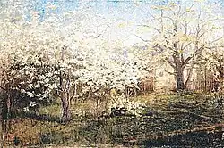 May Vale (c.1904) The orchard (Spring at Mayfield) oil on canvas