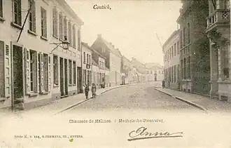 Postcard picturing "Chaussée de Malines, Mechelsesteenweg" from around 1900