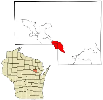 Location in Menominee County and the state of Wisconsin.