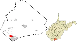 Location in Mercer County and the state of West Virginia.