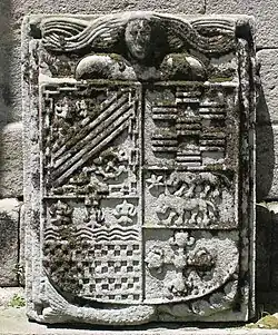 A stone coat of arms in Santo Domingo church (Pontevedra, Galicia, Spain), sixteenth century.