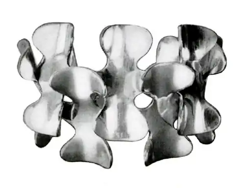 Gold bracelet of interlocking forms by Merry Renk (1961)