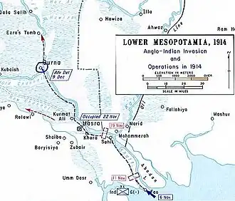 The initial British offensive during the Mesopotamian campaign, 1914