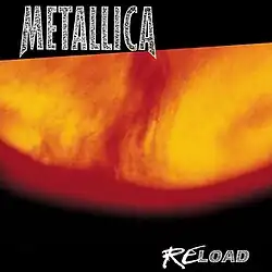 A red and yellow-tinged landscape with a swirl in the middle. The word "Metallica" and "Reload" appear on the top and bottom, respectively.