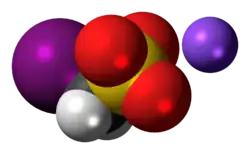 Space-filling model of methiodal as a sodium salt