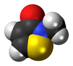 Space-filling model of the methylisothiazolinone molecule