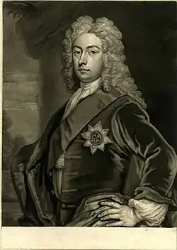 Mezzotint portrait of Richard Boyle, Earl of Burlington by John Faber the Younger after Sir Godfrey Kneller, 1733. Chaloner Smith 1883; British Mezzotinto portraits from the introduction of the art to the early part of the present century # 208.15-16. British Museum