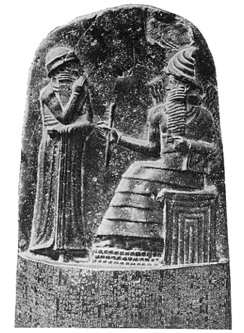 The upper part of the stela of Hammurapis' code of laws