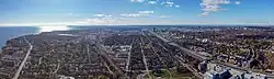 Aerial view of Mimico-Queensway in 2024