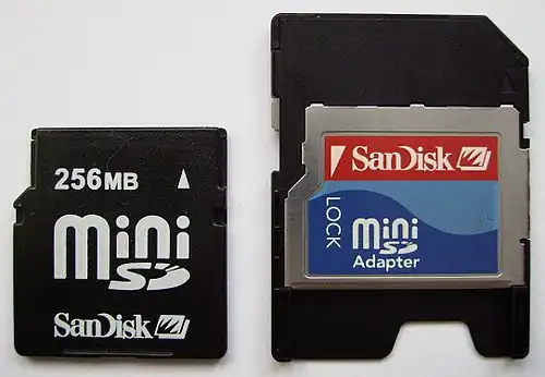 MiniSD memory card including adapter.