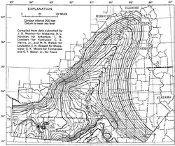 Mississippi Embayment Top Cretaceous Contour Map