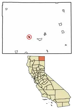 Location of Canby in Modoc County, California.