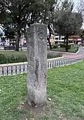 Monolith in the central park of La Magdalena neighbourhood in Quito.
