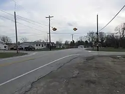 Looking south at the intersection of Ohio Highways 350 and 134