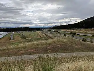 Majura Parkway adjacent to Mount Majura solar farm