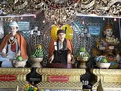 An altar depicting nats and weizza (Taw Bo Bo Aung, Bodaw Aung Mingaung), Mount Popa, Myanmar