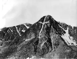 Mount of the Holy Cross is the highest peak of the Northern Sawatch Range. This photograph was taken by William Henry Jackson in 1874.