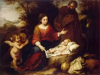 Spanish Baroque: Rest on the Flight into Egypt by Bartolomé Esteban Murillo (c. 1665)