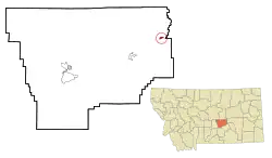 Location in Musselshell County and the state of Montana