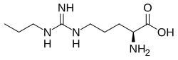 Stereo, skeletal formula of N-propyl-L-arginine (S)